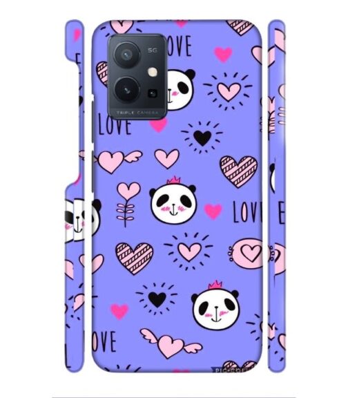 Love text with panda emoji Vivo T1 (5) Mobile Cover
