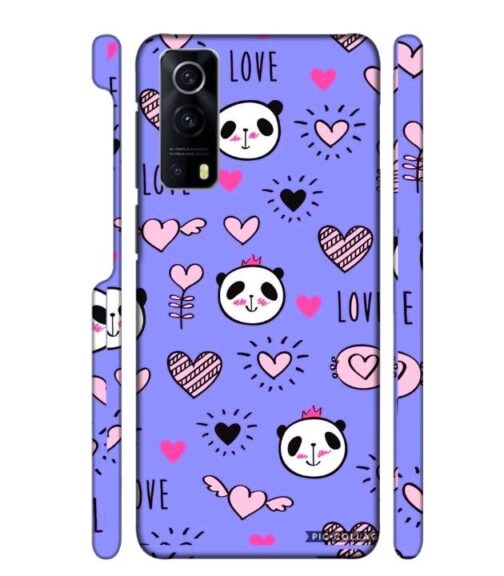 Love text with panda emoji iQOO Z3 Mobile Cover