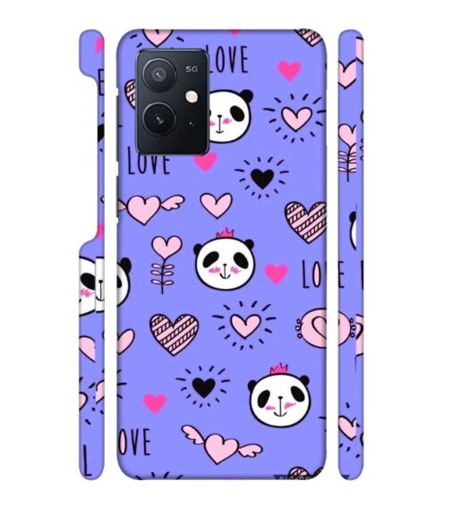 Love text with panda emoji iQOO Z6 Mobile Cover