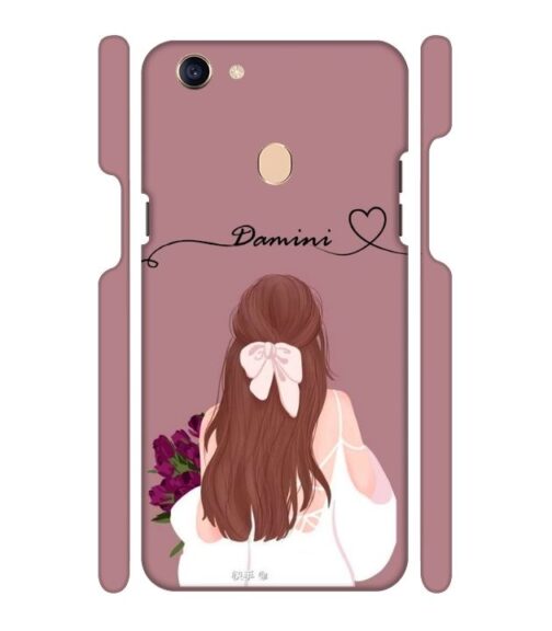 Sweet girl with back pose Customize Text Oppo F7 Mobile Cover