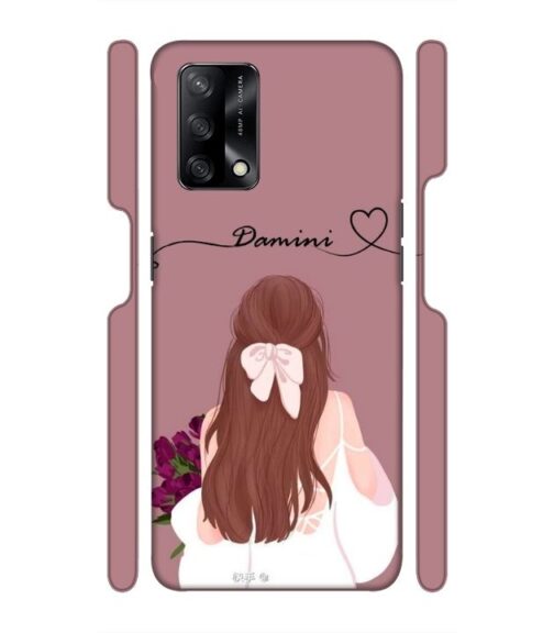 Sweet girl with back pose Customize Text Oppo F19 S Mobile Cover