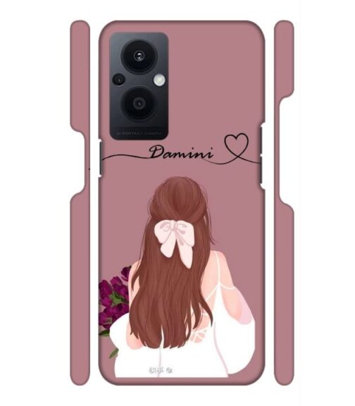 Sweet girl with back pose Customize Text Oppo F21S Pro 5G Mobile Cover