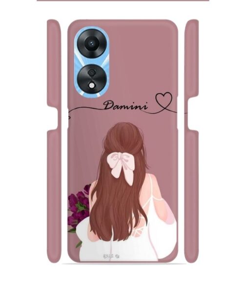 Sweet girl with back pose Customize Text Oppo A78 4G Mobile Cover