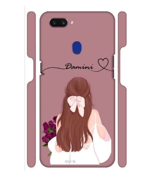 Sweet girl with back pose Customize Text Oppo F9 Pro Mobile Cover