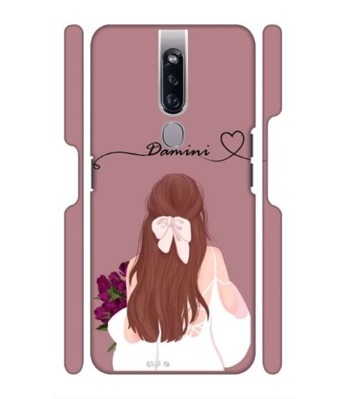 Sweet girl with back pose Customize Text Oppo F11 Mobile Cover