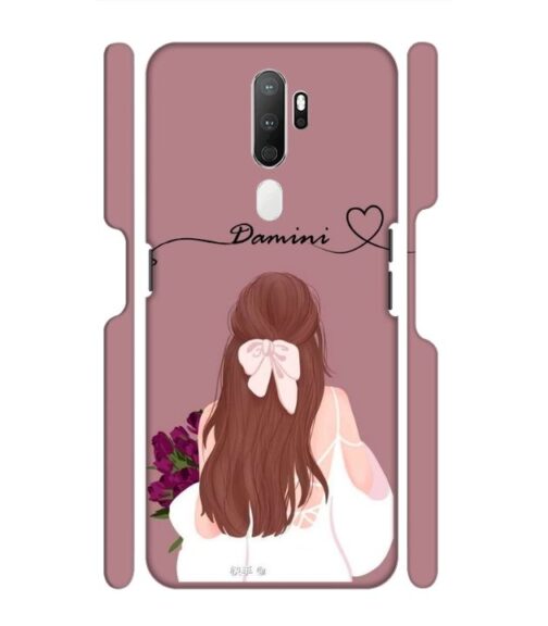 Sweet girl with back pose Customize Text Oppo A9 (2020) Mobile Cover