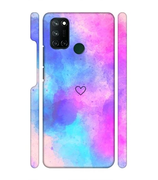 lineart of heart with smokie color Realme 7i Mobile Cover