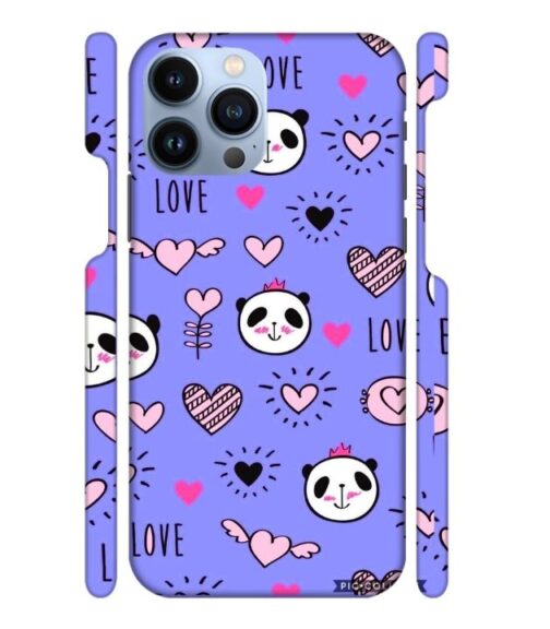 Love text with panda emoji iPhone 13 Pro Max Mobile Cover