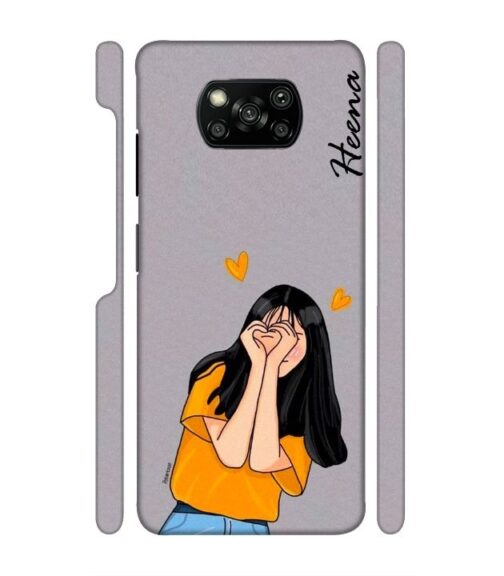 Girl with Customize text Poco X3 Mobile Cover