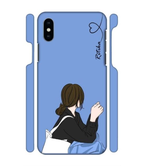 Customize text with siting girl iPhone X Mobile Cover