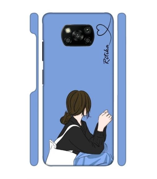 Customize text with siting girl Poco X3 Mobile Cover
