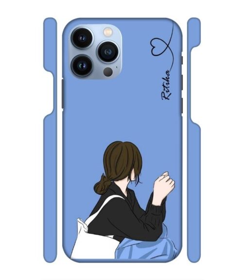 Customize text with siting girl iPhone 13 Pro Max Mobile Cover