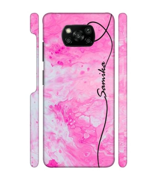 Customize text with pink color abstract painting Poco X3 Mobile Cover