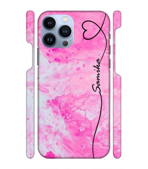 Customize text with pink color abstract painting iPhone 13 Pro Max Mobile Cover