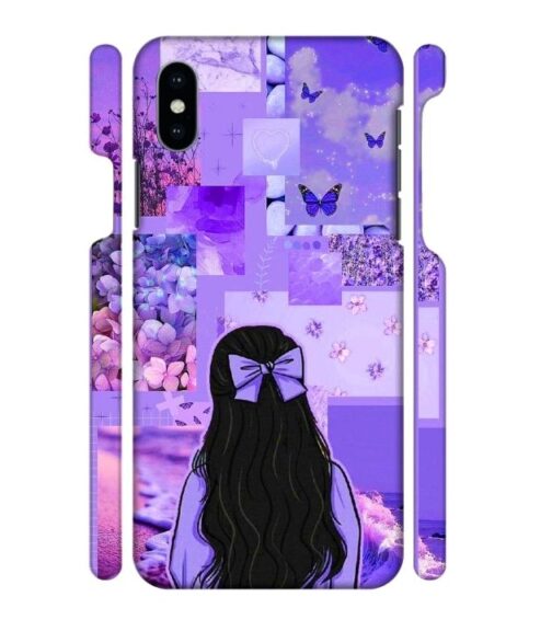 Girl with neon background iPhone X Mobile Cover