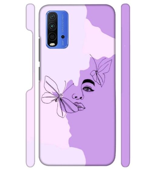 Face sketch with butterfly Redmi 9 Power Mobile Cover