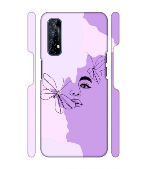 Face sketch with butterfly Realme 7 Mobile Cover