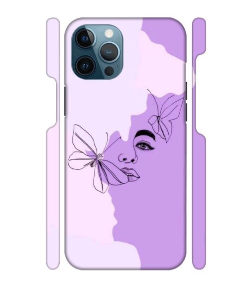 Face sketch with butterfly iPhone 12 Pro Mobile Cover