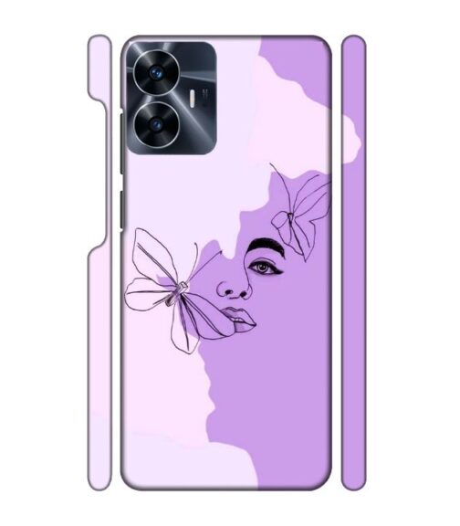 Face sketch with butterfly Realme C55 Mobile Cover
