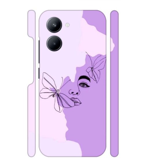 Face sketch with butterfly Realme C33 Mobile Cover