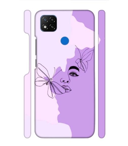 Face sketch with butterfly POCO C31 Mobile Cover