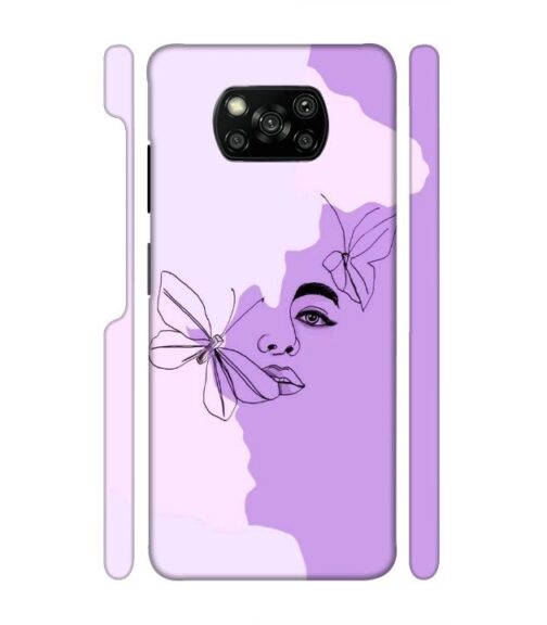 Face sketch with butterfly Poco X3 Mobile Cover