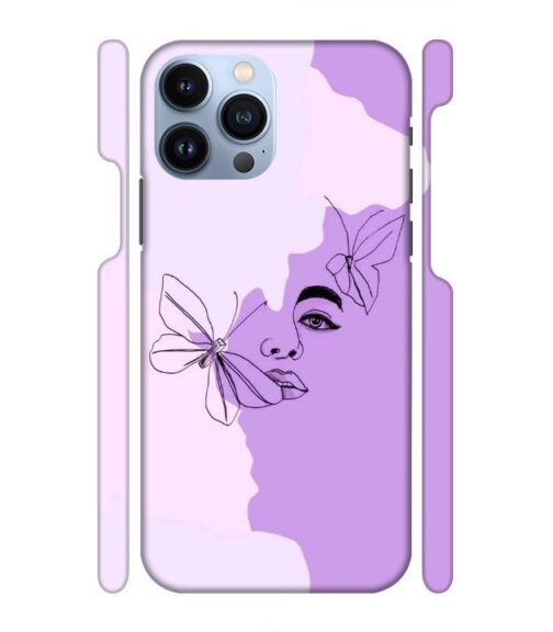 Face sketch with butterfly iPhone 13 Pro Max Mobile Cover