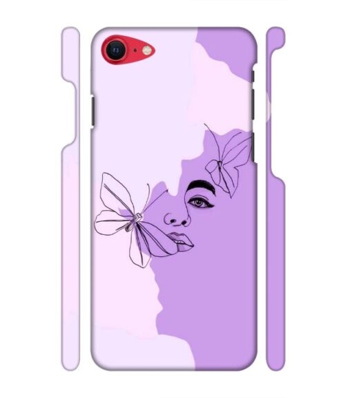 Face sketch with butterfly iPhone SE 2020 Mobile Cover