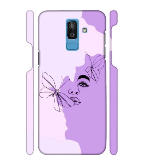 Face sketch with butterfly Samsung Galaxy J8 Mobile Cover