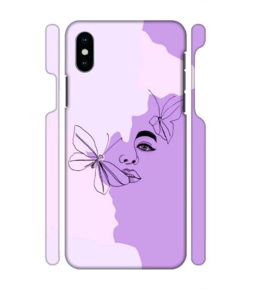 Face sketch with butterfly iPhone X Mobile Cover