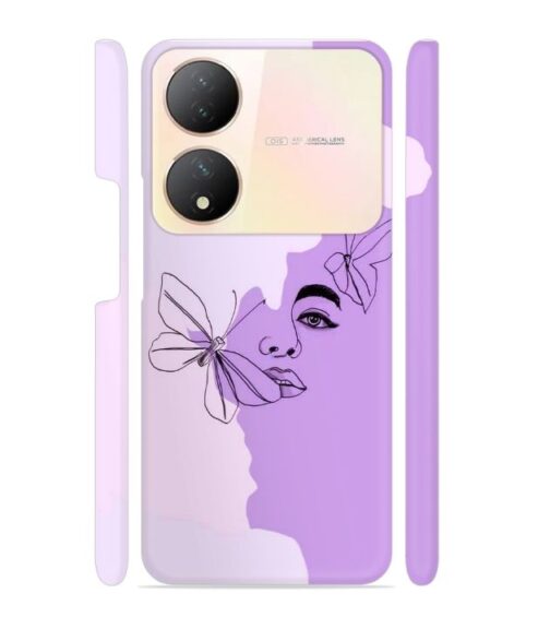Face sketch with butterfly Vivo Y100 (5G) Mobile Cover