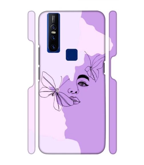Face sketch with butterfly Vivo V15 Mobile Cover