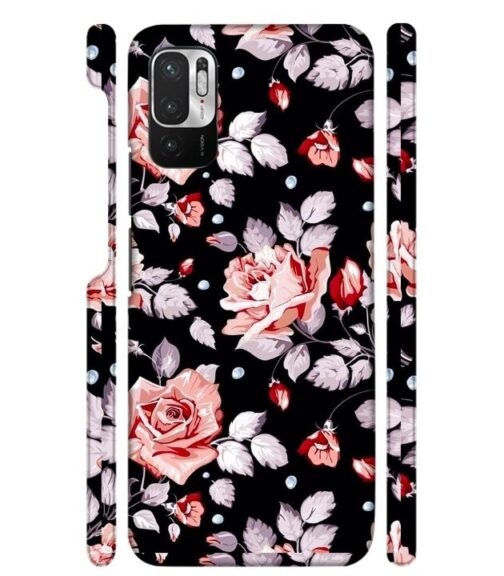 Floral design with black background Redmi Note 10 T 5G Mobile Cover