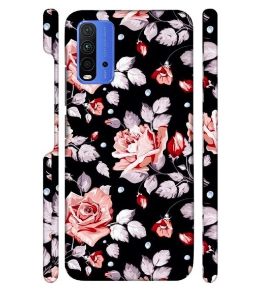 Floral design with black background Redmi 9 Power Mobile Cover