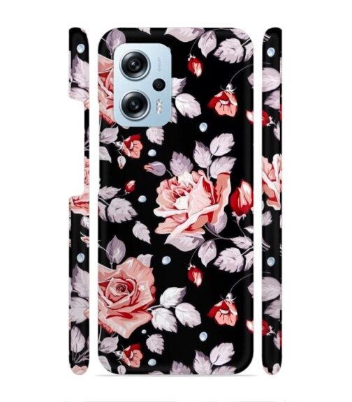 Floral design with black background Redmi K50i 5G Mobile Cover