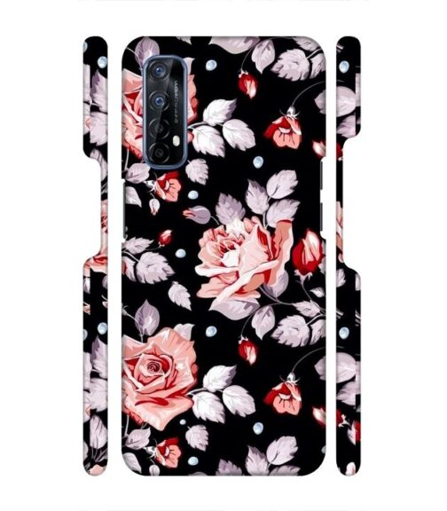 Floral design with black background Realme 7 Mobile Cover
