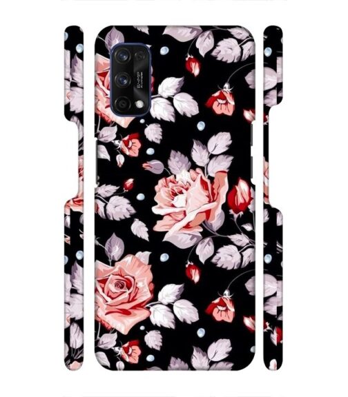 Floral design with black background Realme 7 Pro Mobile Cover