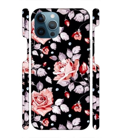 Floral design with black background iPhone 12 Pro Mobile Cover