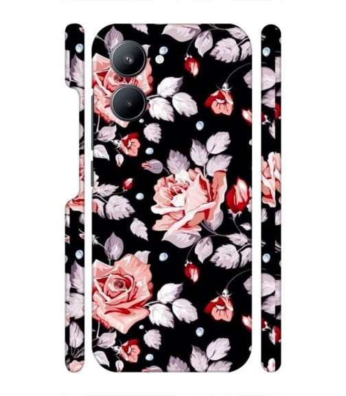 Floral design with black background Realme C33 Mobile Cover