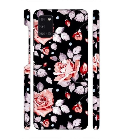 Floral design with black background Samsung Galaxy A31 Mobile Cover