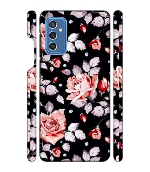Floral design with black background Samsung Galaxy M52 5G Mobile Cover