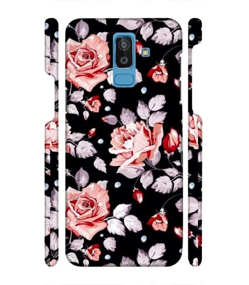 Floral design with black background Samsung Galaxy J8 Mobile Cover