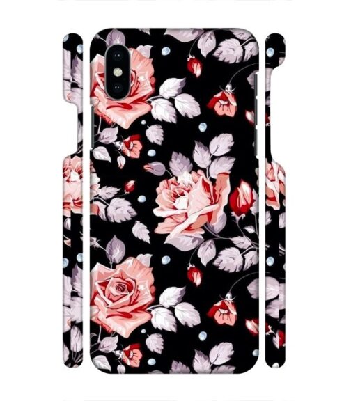 Floral design with black background iPhone X Mobile Cover
