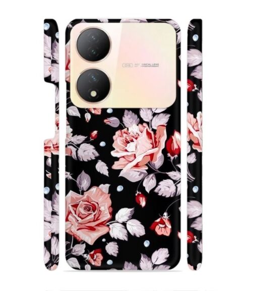 Floral design with black background Vivo Y100 (5G) Mobile Cover