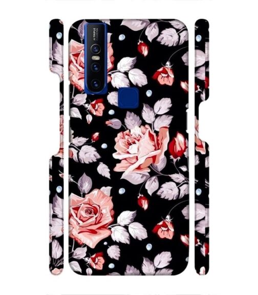 Floral design with black background Vivo V15 Mobile Cover