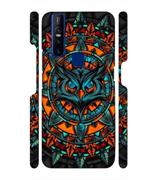 Ai generated owl face graphics Vivo V15 Mobile Cover