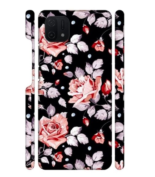 Floral design with black background Oppo A16 E Mobile Cover