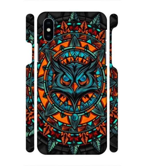 Ai generated owl face graphics iPhone X Mobile Cover
