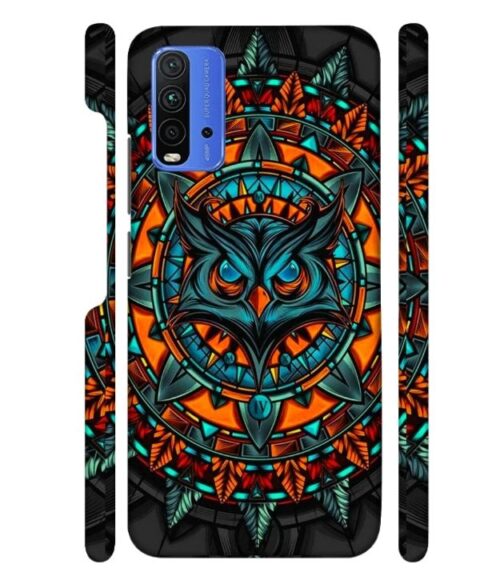 Ai generated owl face graphics Redmi 9 Power Mobile Cover