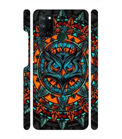 Ai generated owl face graphics Realme 7i Mobile Cover